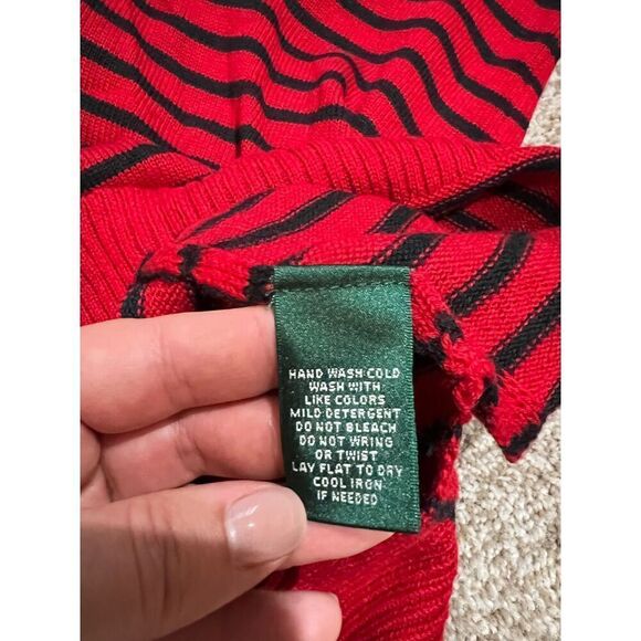 Lauren Ralph Lauren women red striped sweater long sleeve plus size 2X - Picture 7 of 8